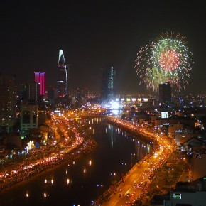 Fireworks over Saigon for Tet